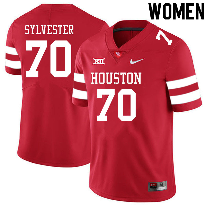 Women #70 Trevonte Sylvester Houston Cougars College Big 12 Conference Football Jerseys Sale-Red